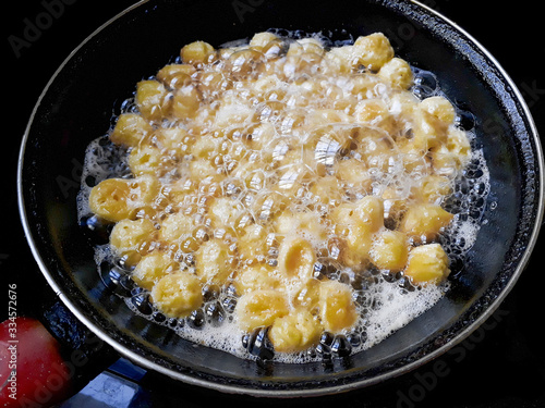 Struffoli Frying at Skillet