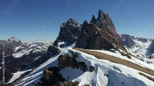 Aerial Shot of Beautiful Dolomites Range in Alps, Italy