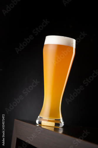 Glass of cold light beer