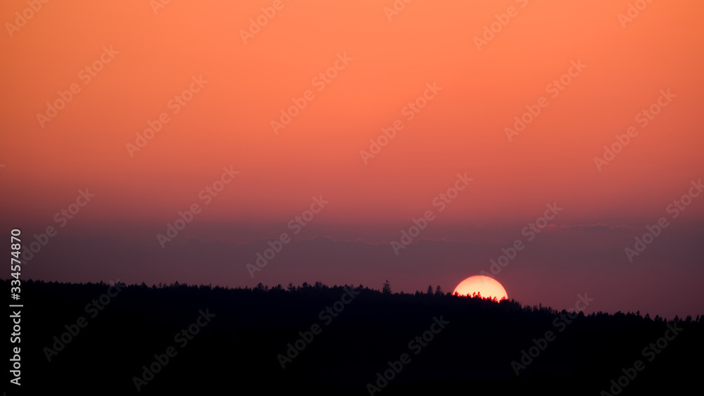 Sunset in spring in the Czech Republic