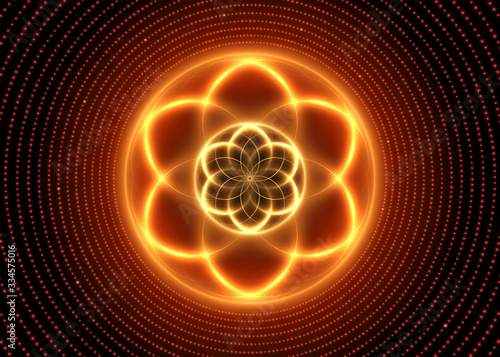 Sacred geometry, abstract glowing background. Vector Digital graphic for brochure, website, flyer, print, poster, other design.