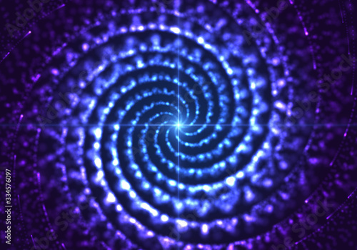 Whirl of particles, glowing lights vortex