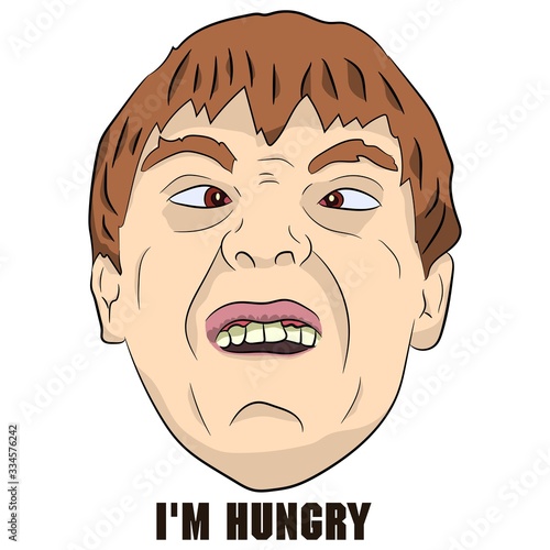 Funny and strange man face.