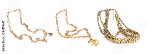 Set of necklaces isolated on a white background
