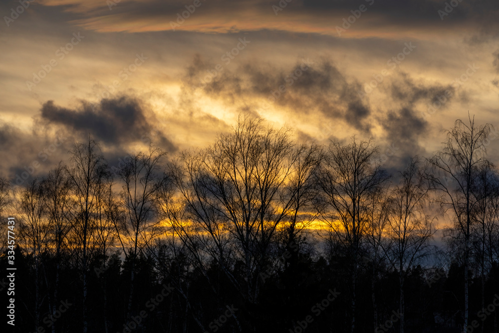 Springtime sunset in Finnish city Espoo with no people Springtime sunset in Finnish city Espoo with no people
