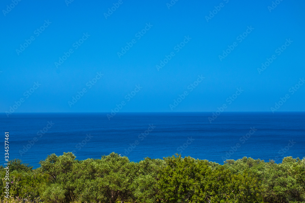 Cyprus mediterranean seascape. View to the bay and a clean limitless blue sky Cyprus mediterranean seascape. View to the bay and a clean limitless blue sky