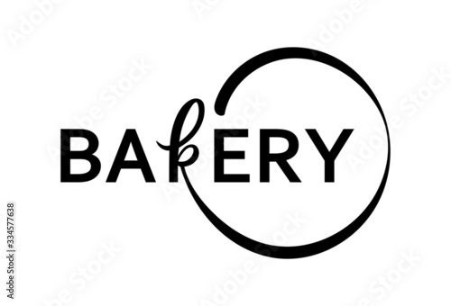Hand sketched Bakery lettering typography isolated on white background. Concept for bakery, market, bakehouse, bakery production. Calligraphy badge, icon, logo, banner, tag.