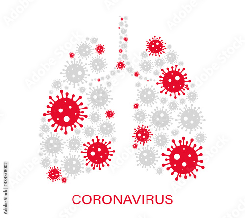 Coronavirus lung. Virus. COVID-2019. Outbreak coronavirus. Pandemic, medical, healthcare, infectious, virology, epidemiology concept. Corona virus 2019-nCoV. 3D background. Vector illustration.