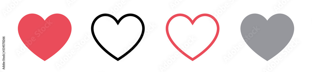 Set of hearts. Vector hearts set. Heart, love, romance, vector, icon for apps and websites and social networks.Vector