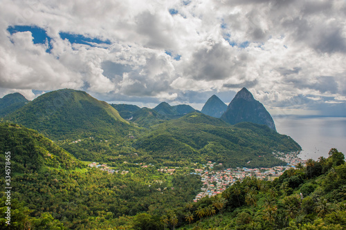 Dramatic landscape and city on Caribbean Island