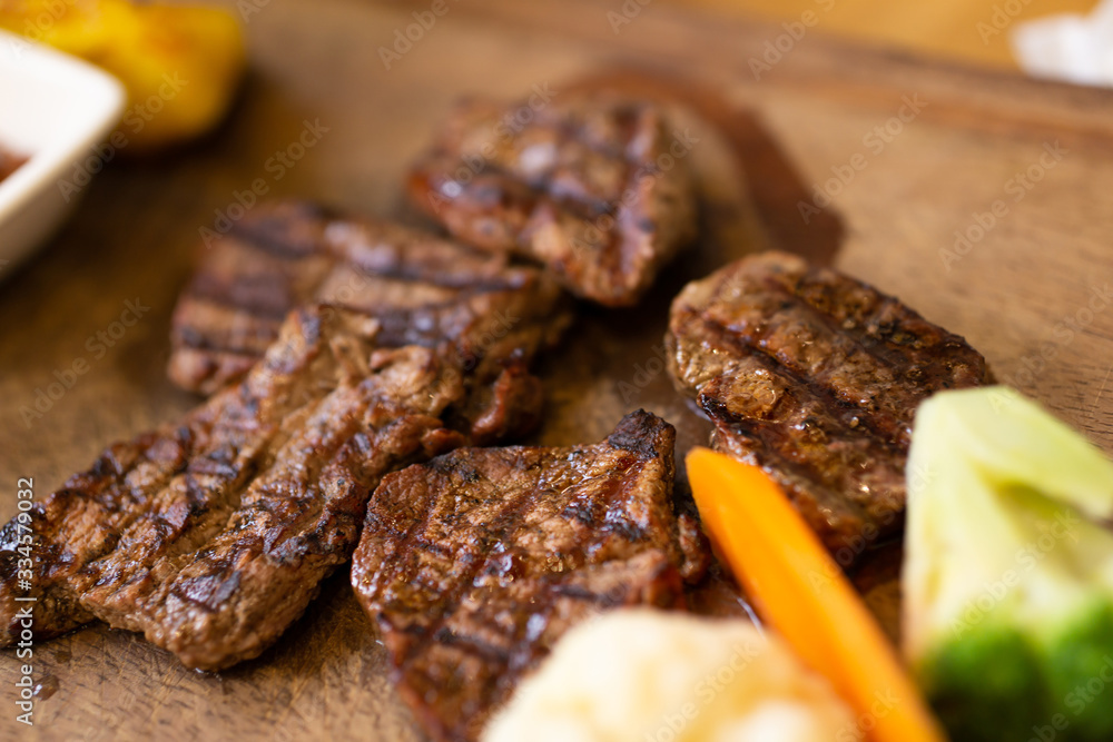 beef steak on the sealed grill, turkish meal beef steak on the sealed grill, turkish meal