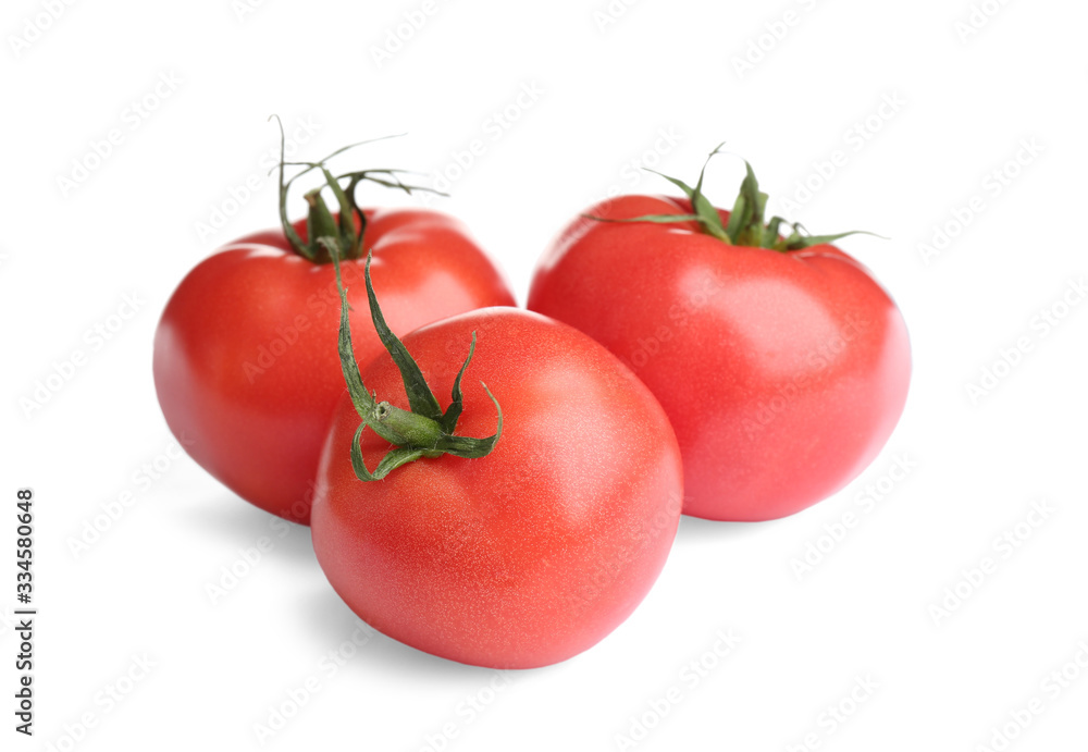 Fresh ripe organic tomatoes isolated on white Fresh ripe organic tomatoes isolated on white