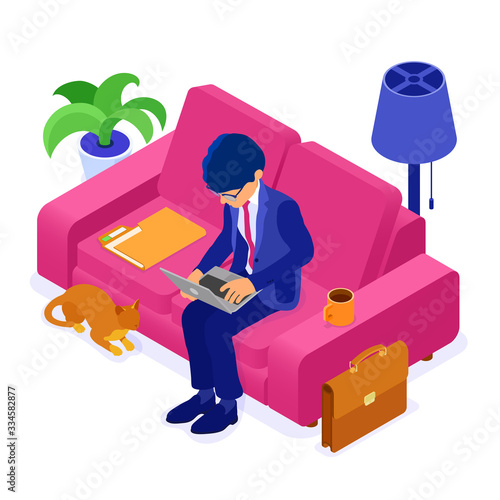 businessman working remotely from home