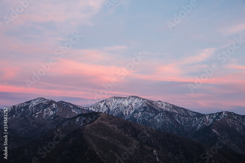 pink sunset in Angeles National Forest, California