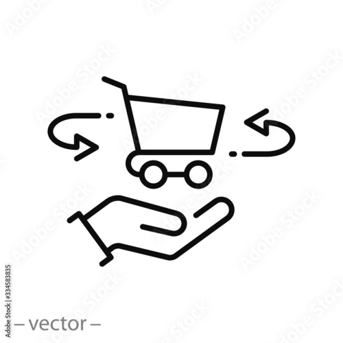 shop delivery icon, fast pick store, return supermarket order, online shopping, thin line web symbol on white background - editable stroke vector illustration eps10