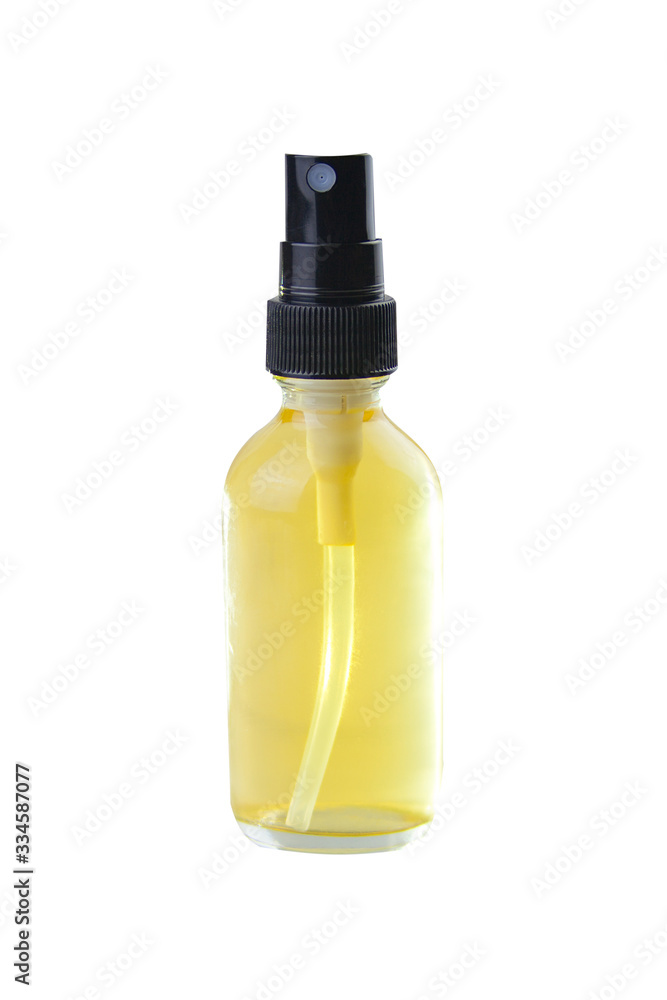 Essence of flowers on white background in beautiful glass Bottle Essence of flowers on white background in beautiful glass Bottle
