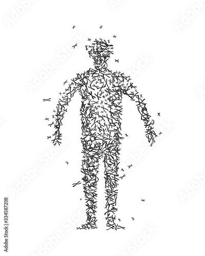Man silhouette. Black on white