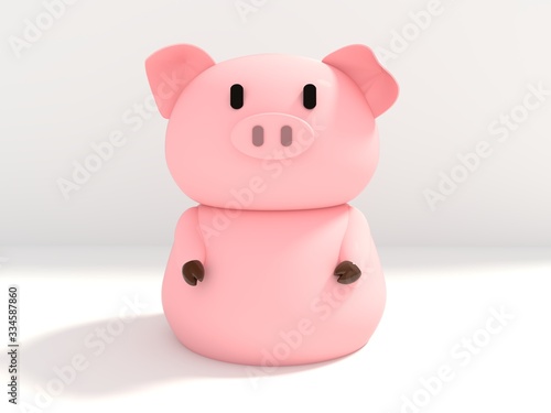 LOVELY PIGGY BANK PIG PINK MONEY COIN  WHITE BACKGROUND 3D ILLUSTRATION