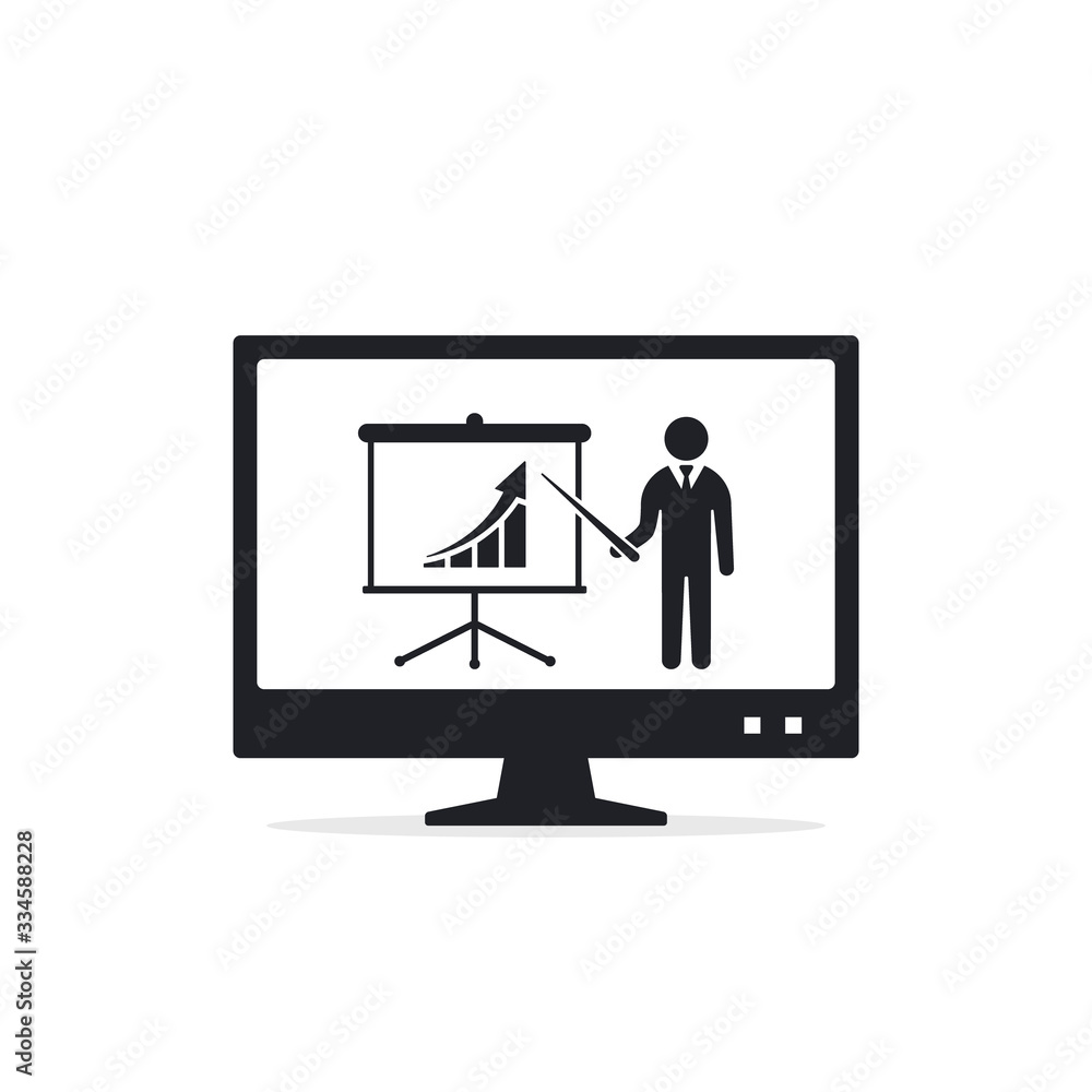 Online education or webinar business presentation icon, flat design, vector illustration Online education or webinar business presentation icon, flat design, vector illustration