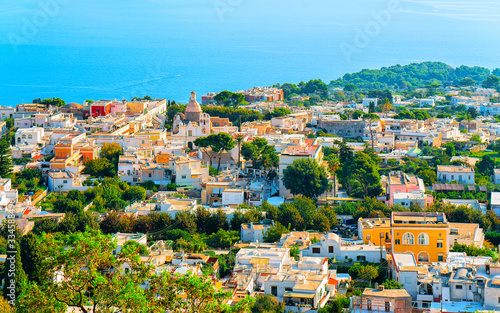 Aerial view and Capri Island and Tyrrhenian sea reflex © Roman Babakin