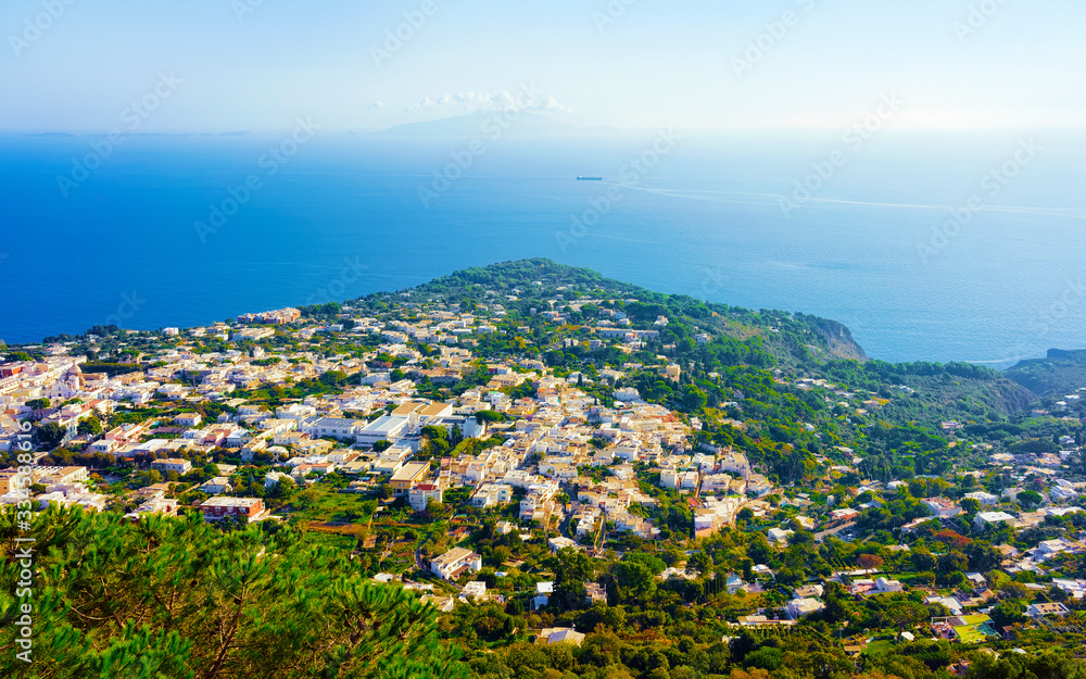 Cityscape and landscape in Capri Island at Naples Italy reflex