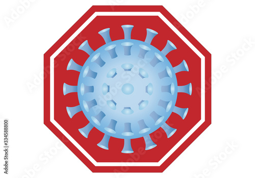 Señal de prohibido de virus de covid-19 o viruela del mono