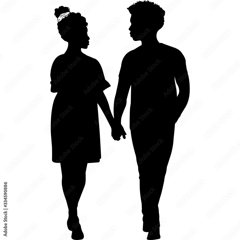 Couple Black Silhouette Holding Hands