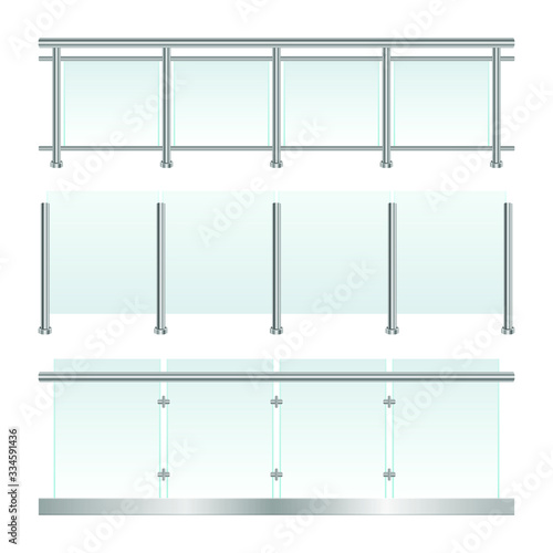 Glass railing set vector design illustration isolated on white background 