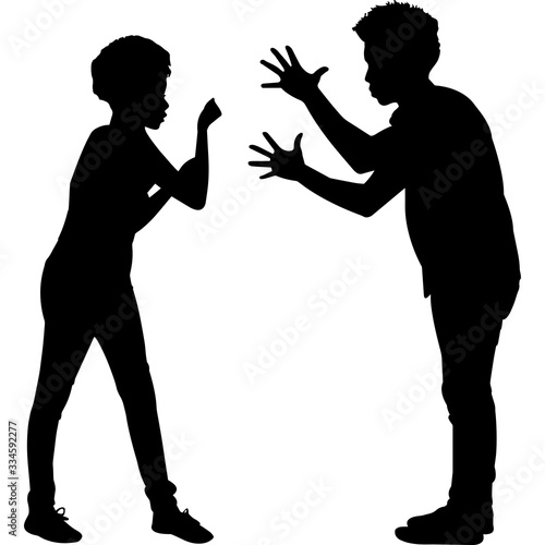  African American angry Couple Silhouette Vector