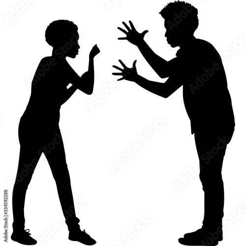  African American angry Couple Silhouette Vector