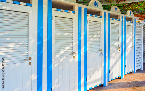 Changing rooms at Beach in Positano town reflex