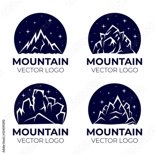 Mountain vector logo design. Outdoor activity, traveling in alps, living on nature outdoor badges templates.