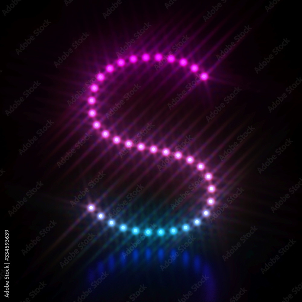 Pink blue dot light font Letter S 3D