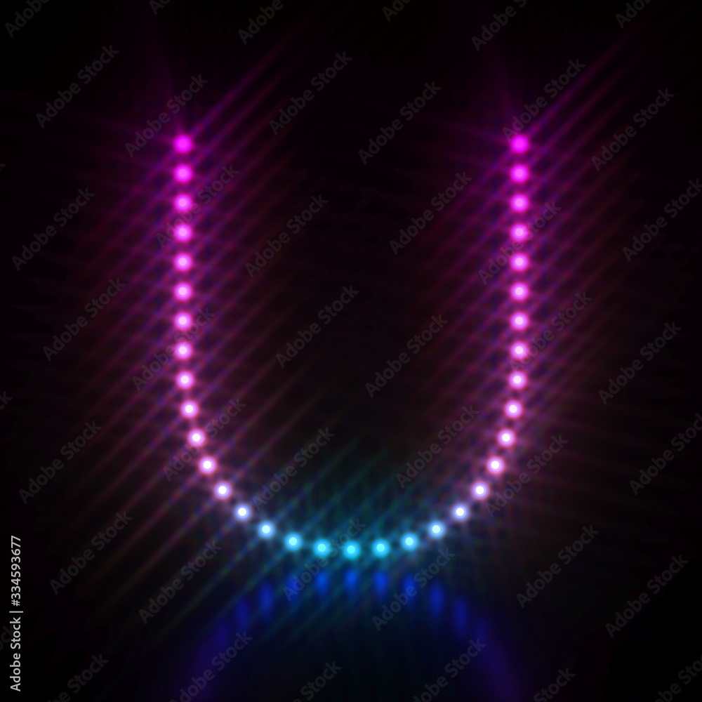 Obraz premium Pink blue dot light font Letter U 3D