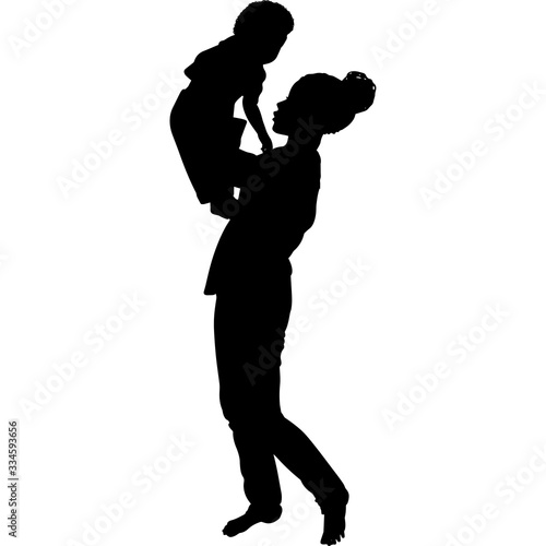  African American Woman with Baby Silhouette Vector