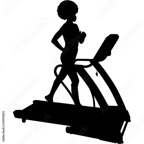 African American  Woman on Treadmill Silhouette Vector