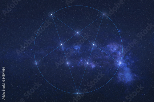 Star pentacle Constellation in outer space. Beast stars on the night sky. Elements of this image were furnished by NASA photo