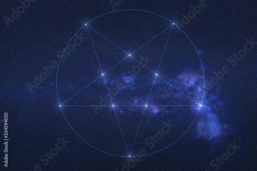 Fotografía Star pentacle Constellation in outer space