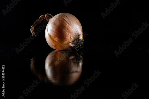 Zwiebel auf schwarzem Hintergrund