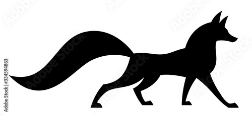 Black fox on a white background