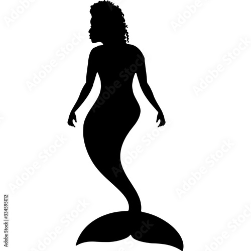  African American Mermaid Silhouette Vector