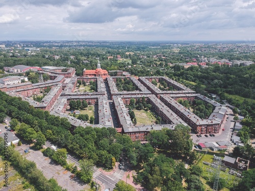 Obraz na płótnie Aerial view of Nikiszowiec - classic miners' town in Poland w salonie