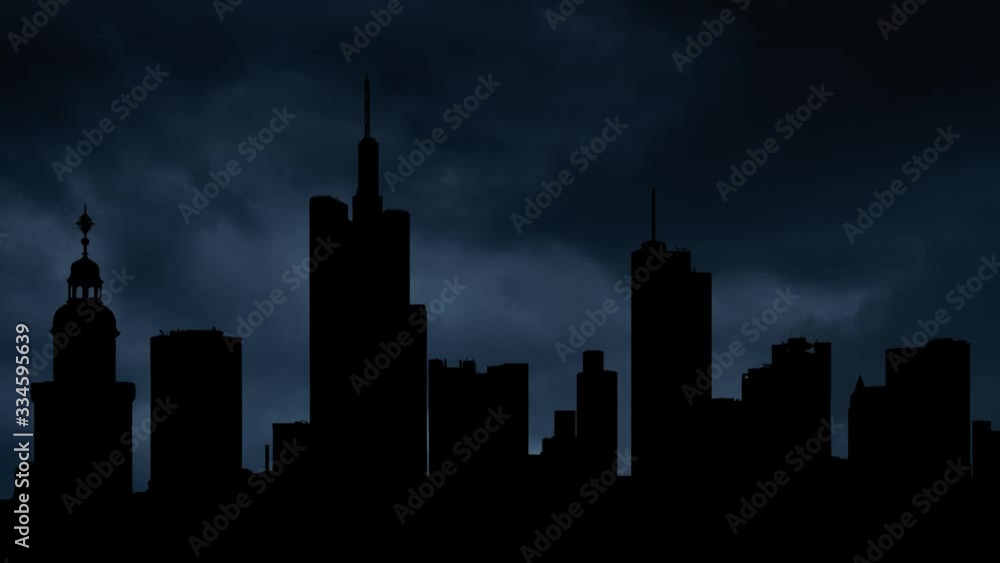 Frankfurt Financial District: Lightning and Thunderstorm, Concept on Topic of Weather, Cataclysms or Hurricane, Germany, Europe Frankfurt Financial District: Lightning and Thunderstorm, Concept on Topic of Weather, Cataclysms or Hurricane, Germany, Europe
