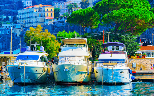 Cruise ships at Port of Marina Grande in Sorrento reflex