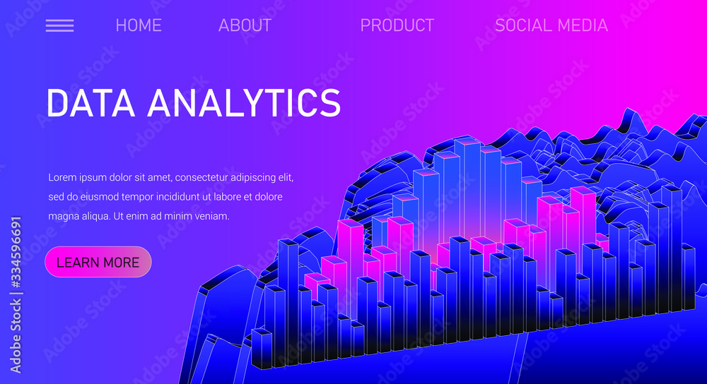 Web site template for Big Data  analysis, Artificial intelligence and  Information science. 3D graphs and plots.