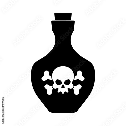 Icon of a bottle of poison and skull with crossbones on a white background. Isolated object. Vector illustration