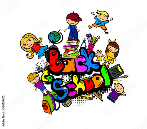 Back to school. A set of school subjects. Vector illustration