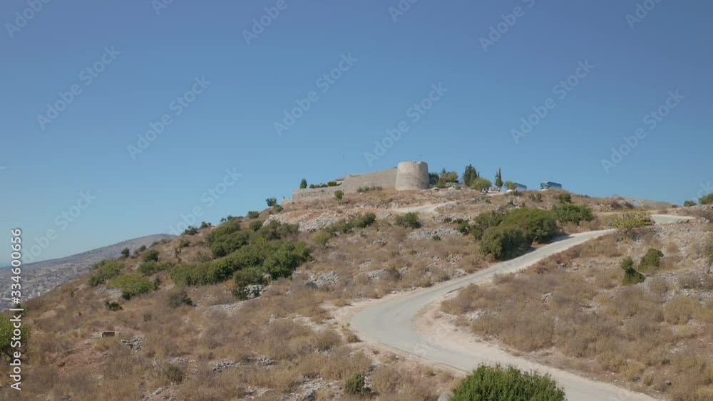 Lekuresi Castle historical ruins in Sarande Albania Lekuresi Castle historical ruins in Sarande Albania