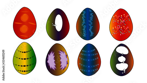 Ostereier Farbkombination mit versch. Mustern und Sprechblasen bemalt