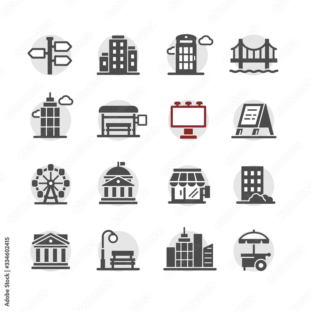 city infrastructure icons vector set city infrastructure icons vector set